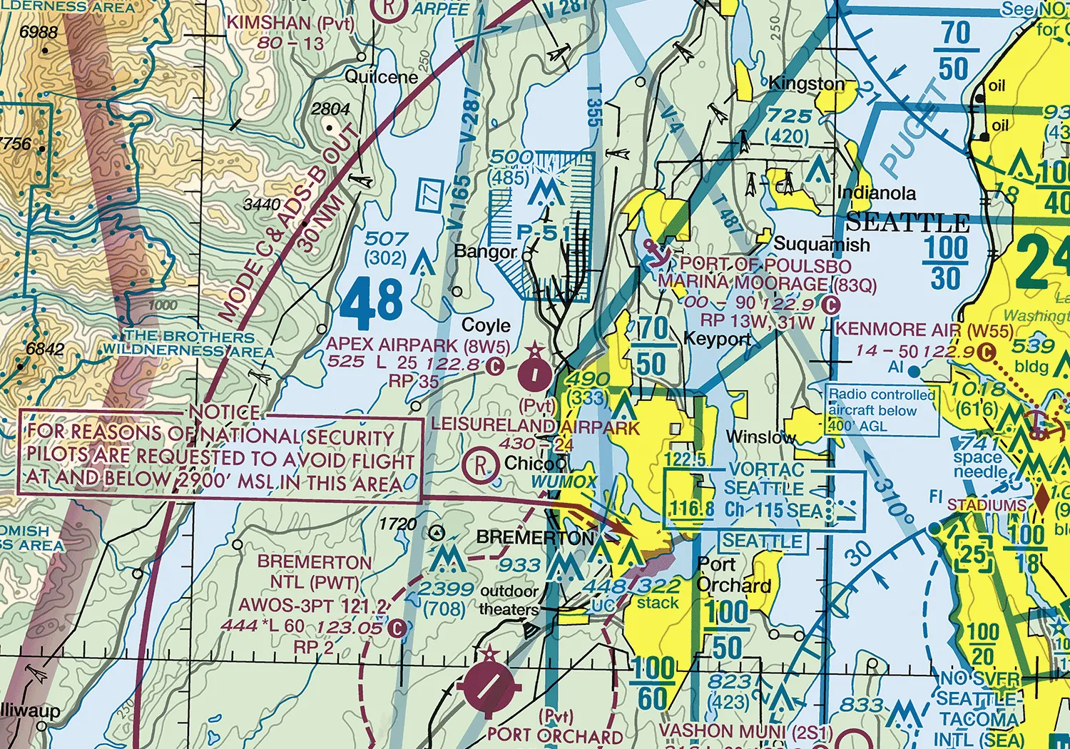 Excerpt of the Seattle sectional chart around 8W5.